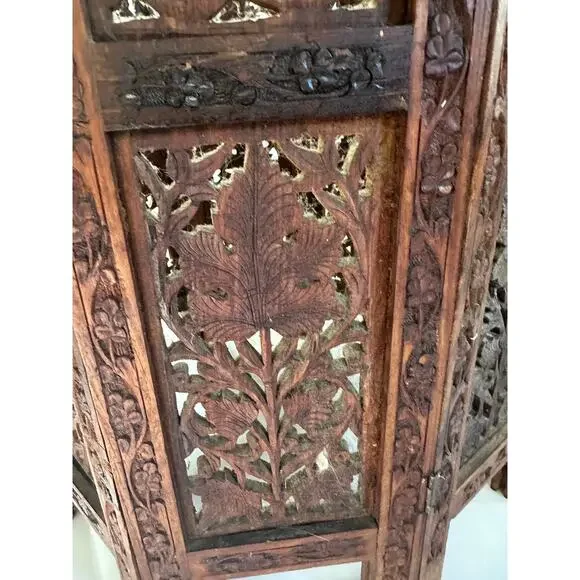 Antique Hand carved Hinged Square / Octagonal, Moroccan Style Table Base.